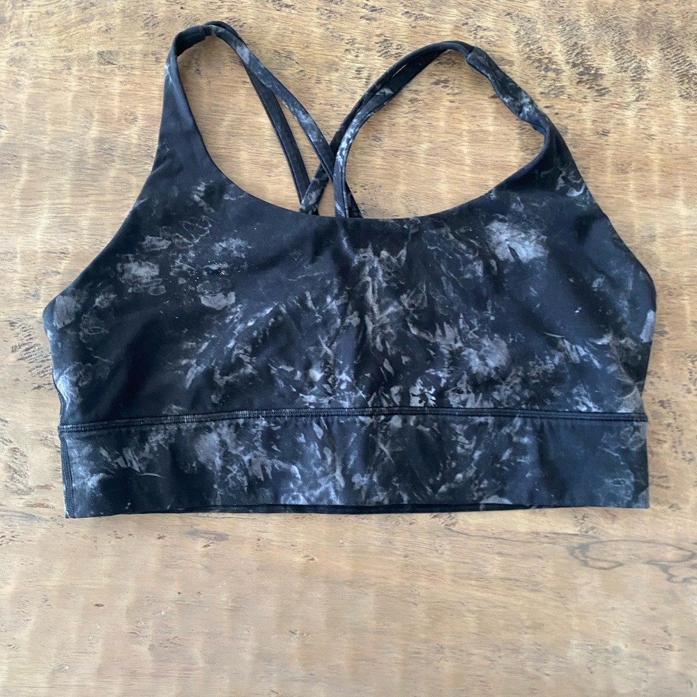 Lululemon Energy LonglineSports Bra Black Marble Tie-Dye 12